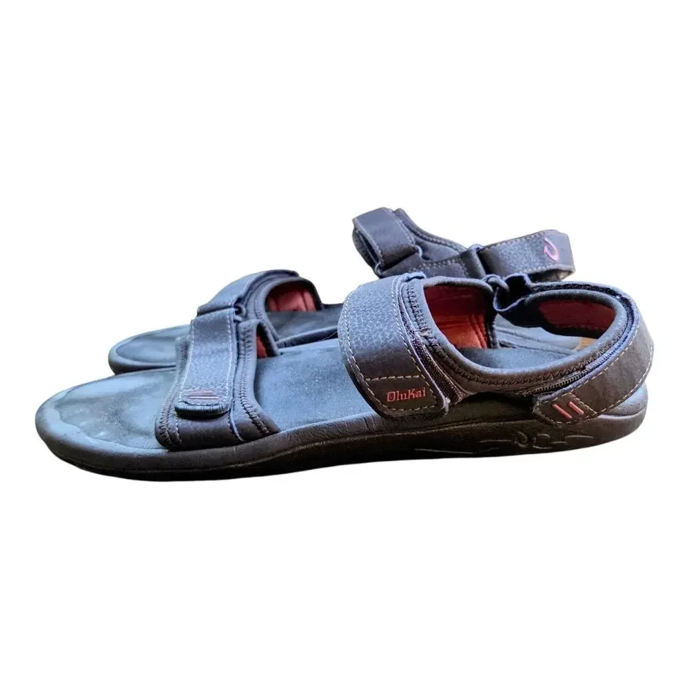 Olukai Hokua Pahu 10232-483V Sandals Mens US 12 Brown Open Toe Adjustable Strap